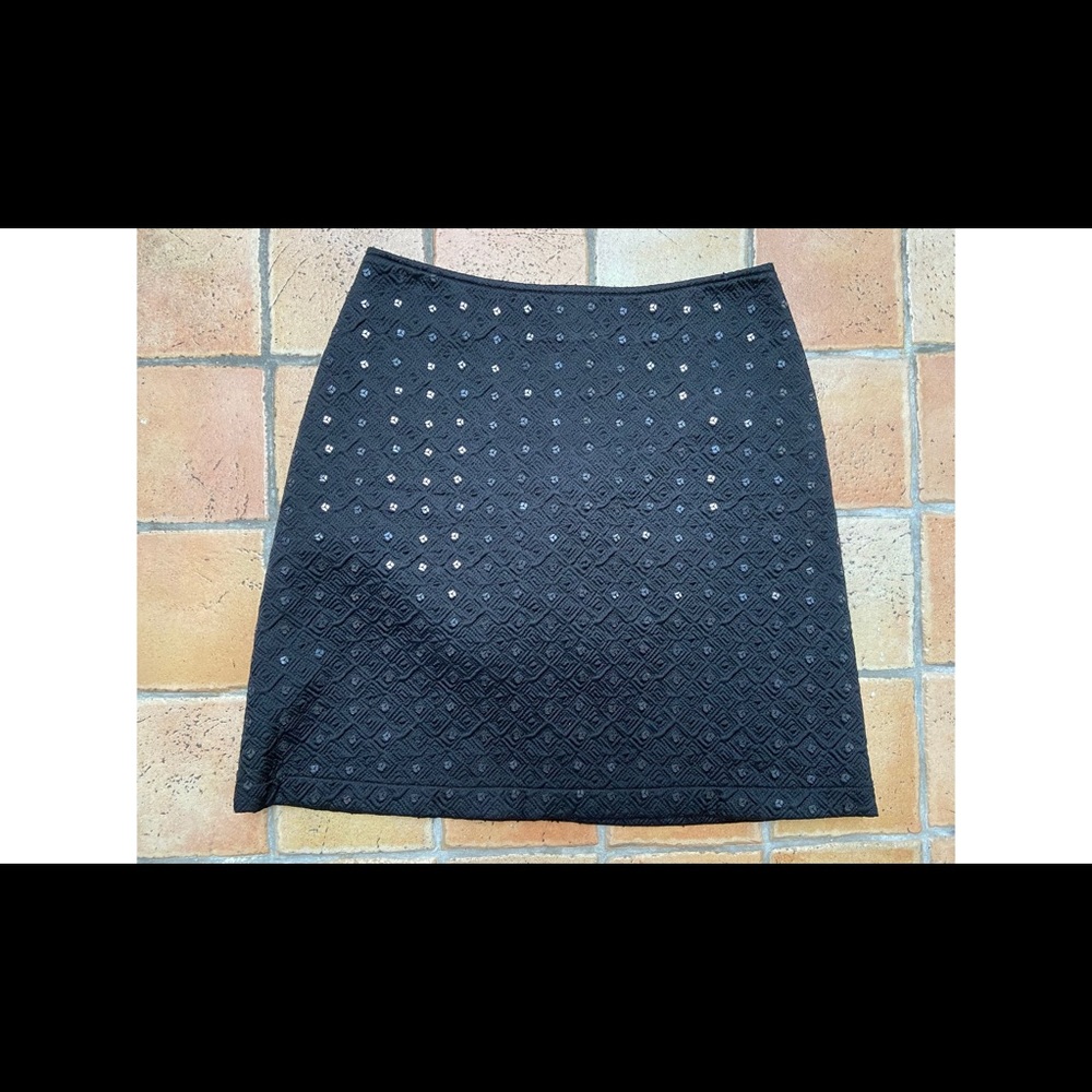 LN ANNA SUI A Line Quilted Sequin Skirt 44 6 8 M